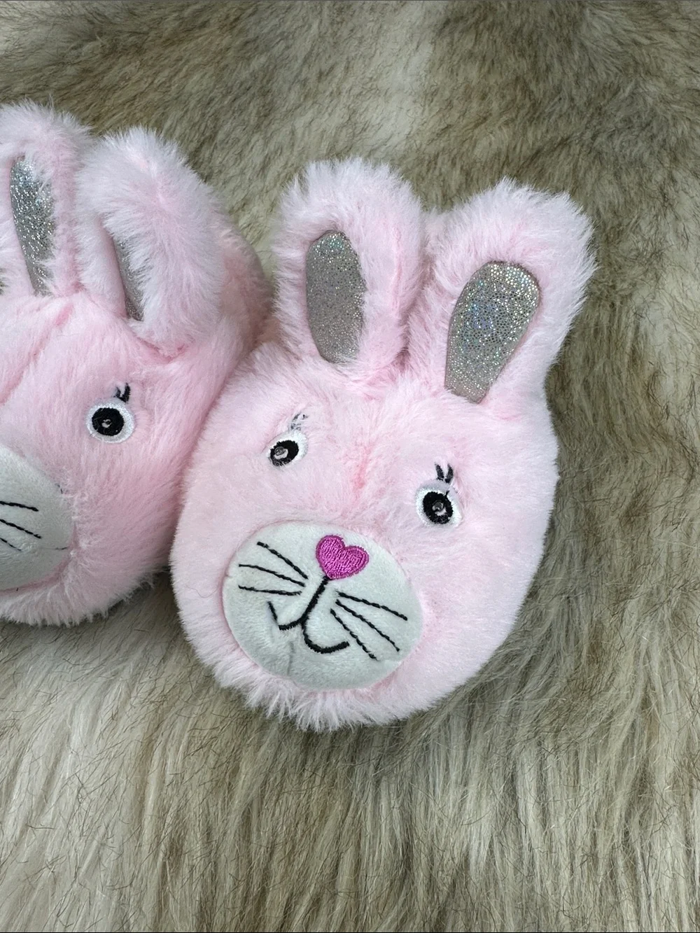 Robeez Pink Bunny Light Up Slippers Girls Fuzzy Sparkle Size 9/10